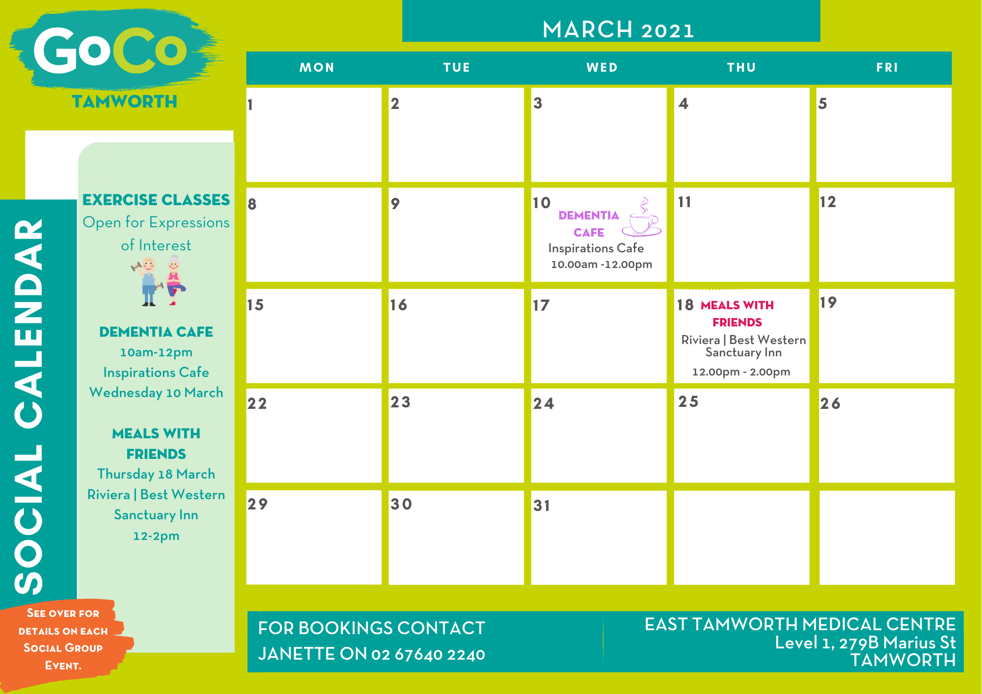 New Tamworth Social Calendar of Activities GoCo